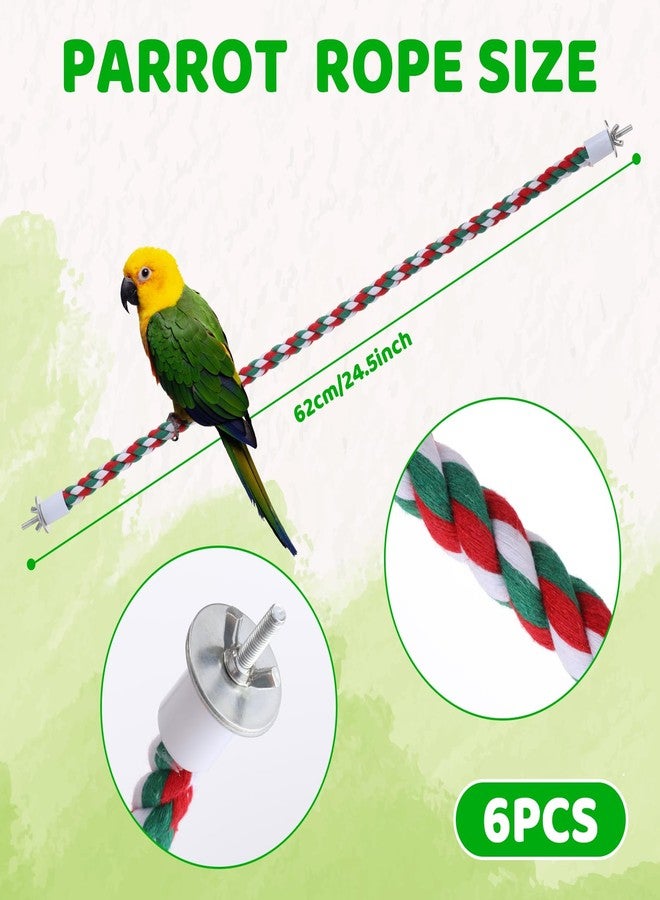 Novabright 6Pcs 24.5 Inch Bird Rope Perch Stand Bendable Large Bird Swing Perch Parrot Climbing Standing Toys Cage Accessories for Parakeet, Cockatiel, Budgie, Lovebirds - Image 2